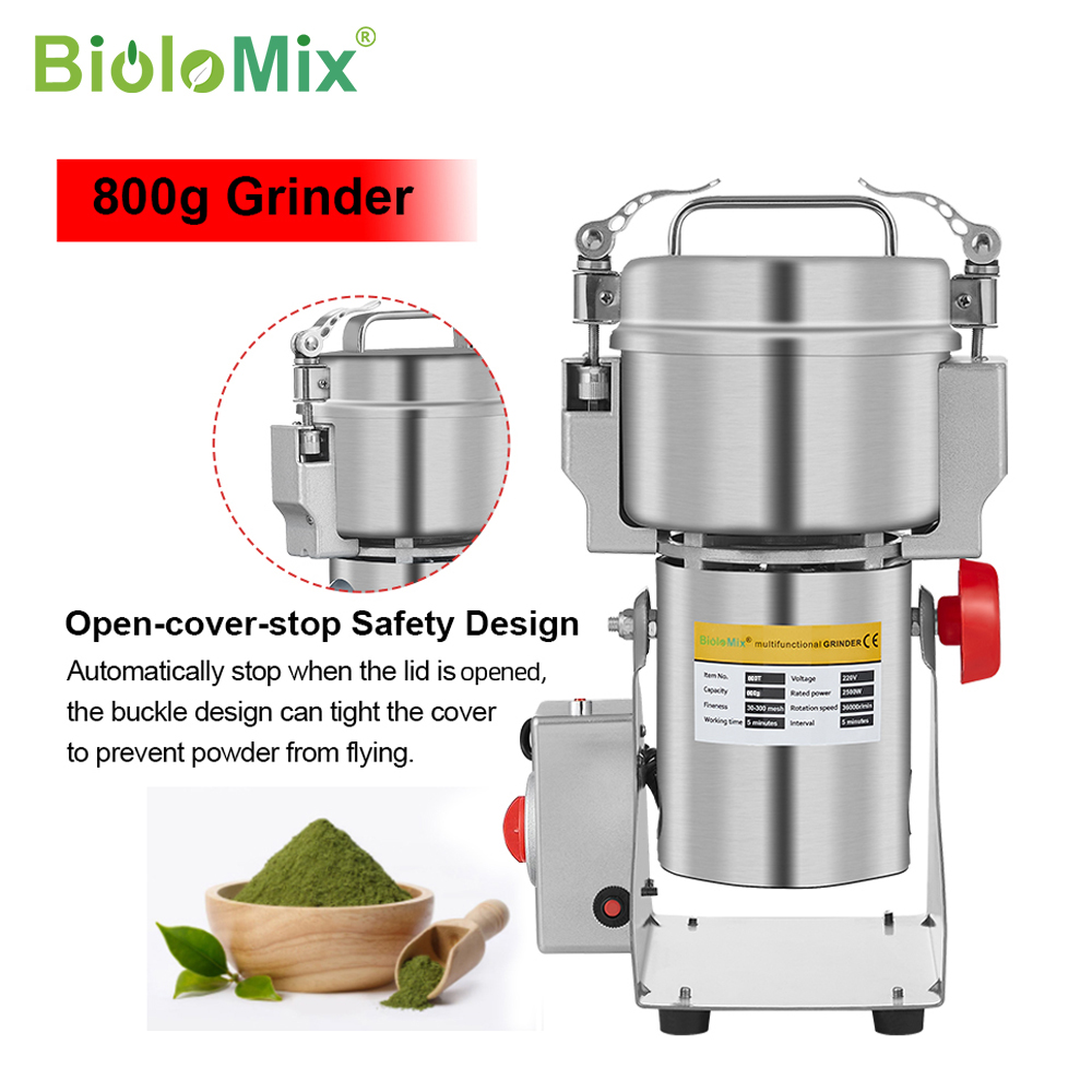 Electric Grain Mill 2500W - BioloMix 800g 700g Macinino per Cereali,