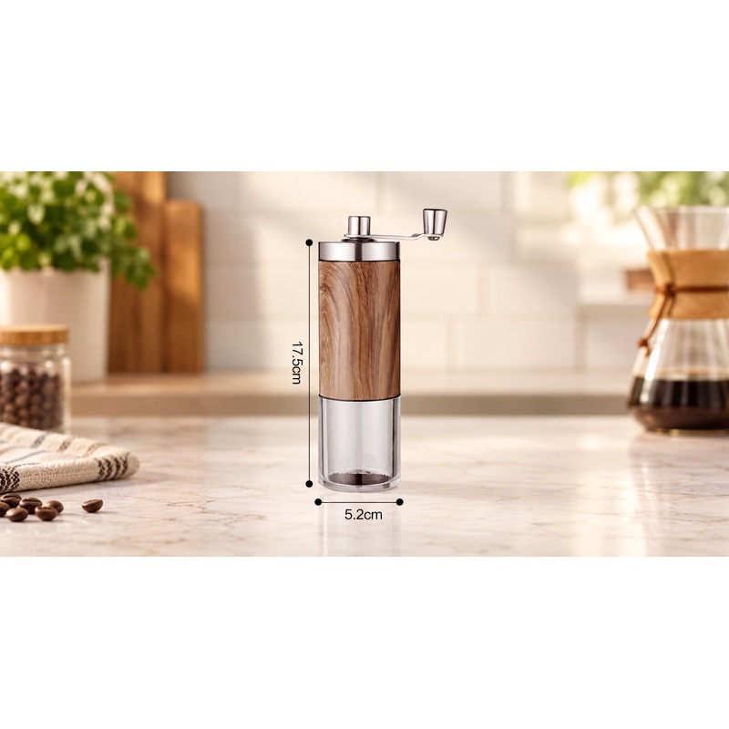Grain Mill Grinder Hand Crank - Macinacaffè manuale con finitura effetto legno,