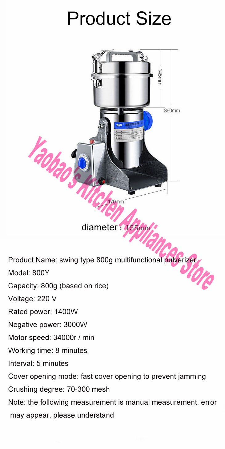 Macinatore da tavolo 1400W per - Ultra Fine Powder Grinder Machine recensione e prezzo