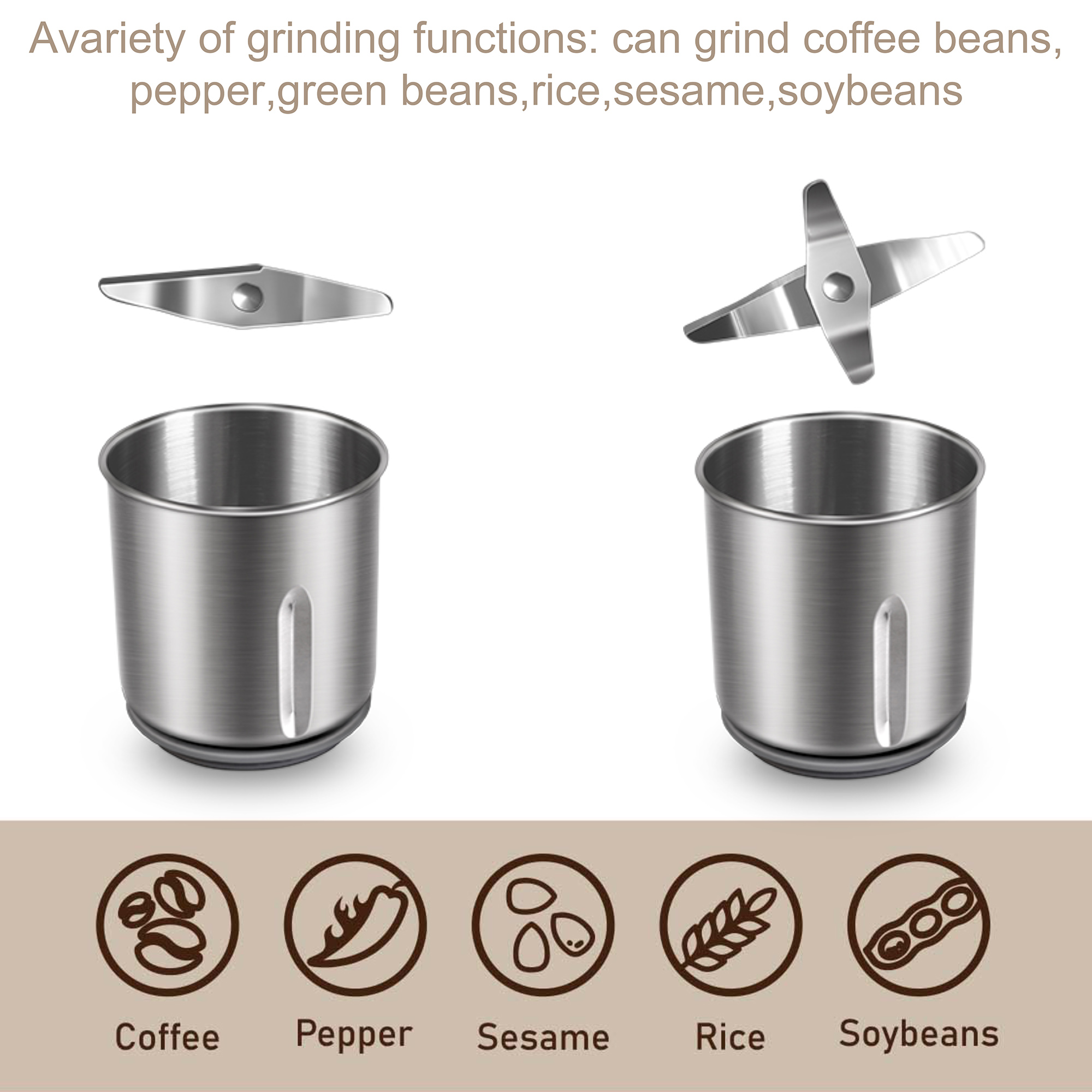 Macinacaffè elettrico staccabi - Dry Grain Grinder Stainless Steel recensione e prezzo