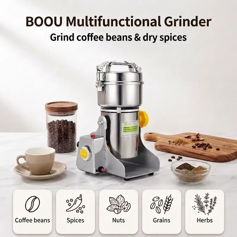 Boou Macinacaffè Elettrico ad  - Dry Grain Grinder Stainless Steel recensione e prezzo